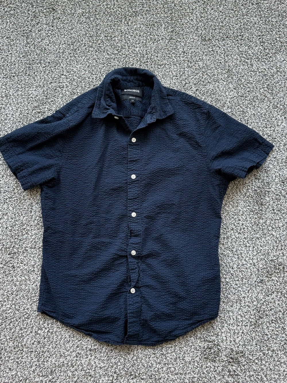 Bonobos Short-Sleeve Seersucker Button-Down Shirt - Navy Blue